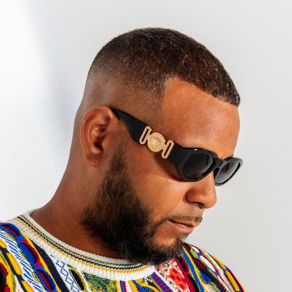 Versace MOD4361 ブラックサングラス VERSACE VE4361 GB1 87 Black Grey 53 mm Unisex Sunglasses